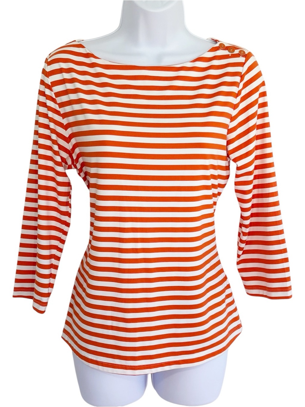 J. MCLAUGHLIN Striped Boatneck Catalina Cloth Top Medium Coastal Nautical